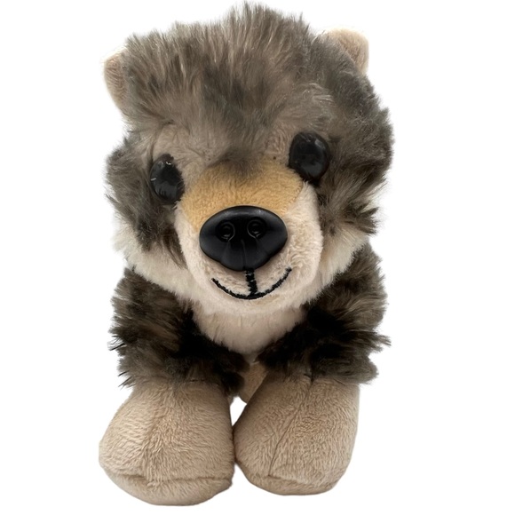 Wild Republic Timber Wolf Cub Stuffed Plush Animal 8 inch Long Grey and Tan CUTE - Picture 1 of 9